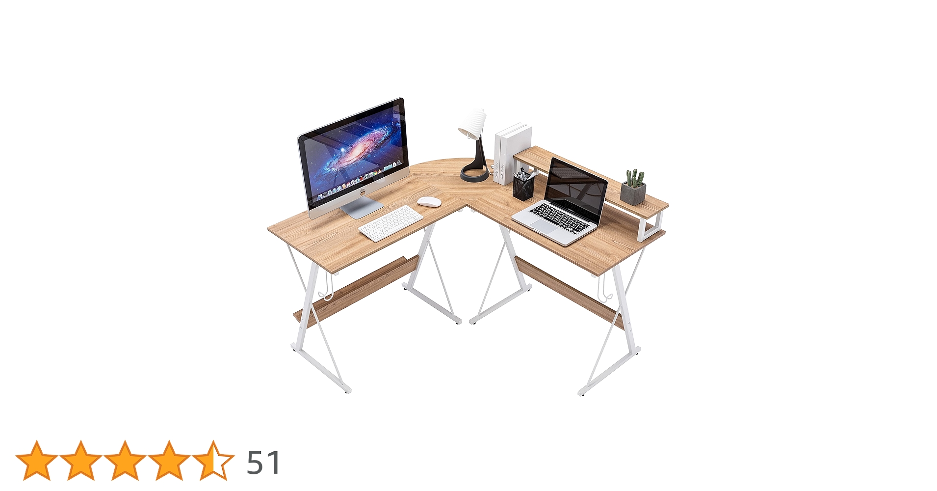 L字型デスク パソコンデスク　ナチュラルカラー Amazon.co.jp: SYALEN L字デスク パソコンデスク テレワーク